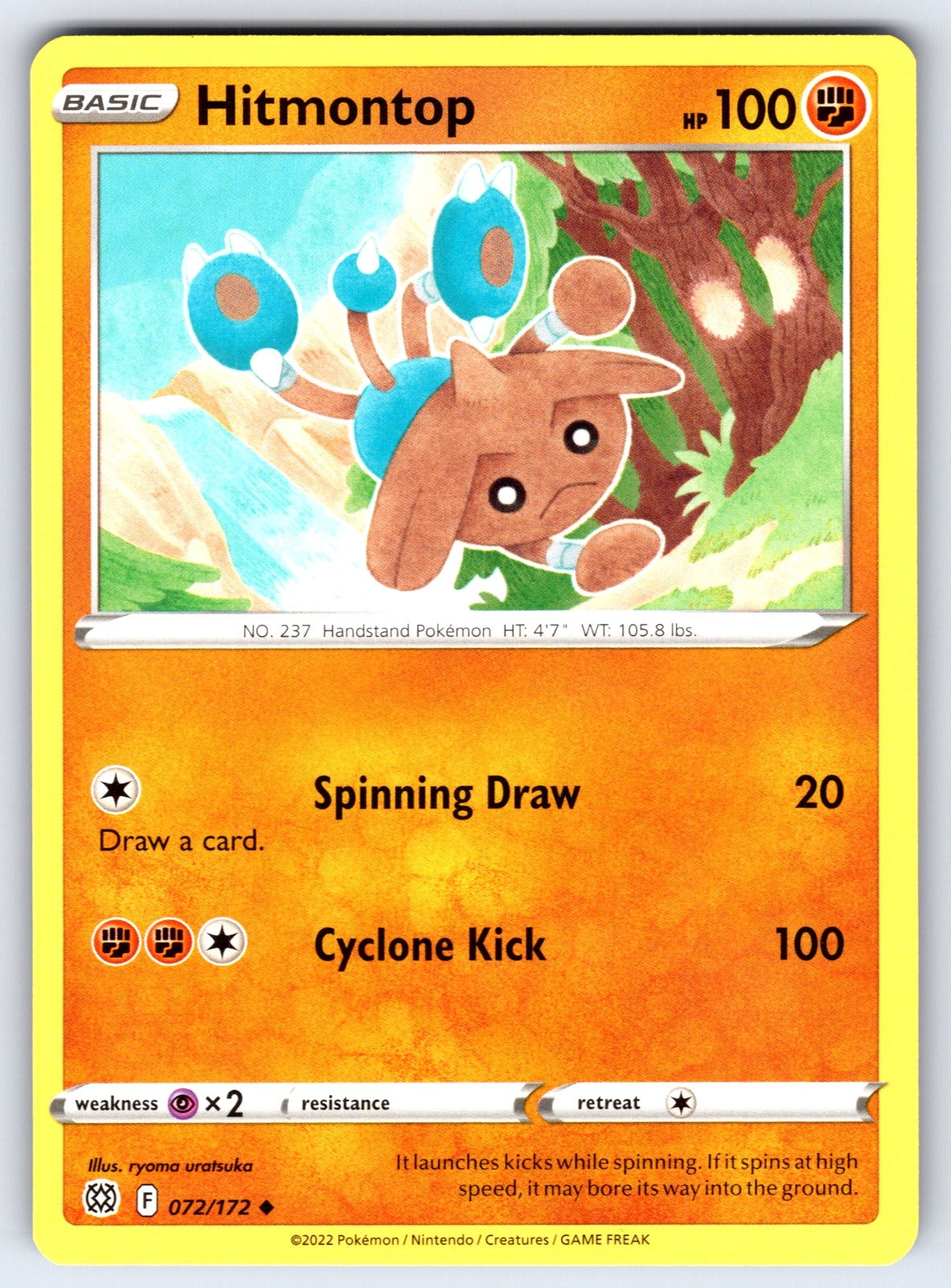 Hitmontop Uncommon SWSH09: Brilliant Stars 072/172 LP 2022