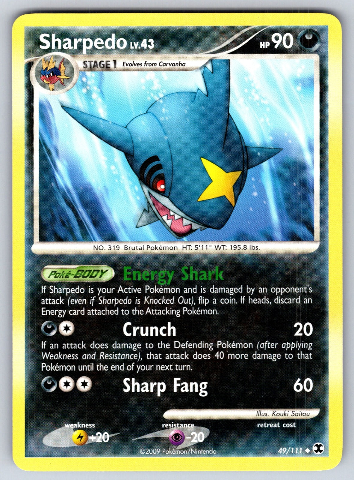 Sharpedo Uncommon Rising Rivals 49/111 LP 2009