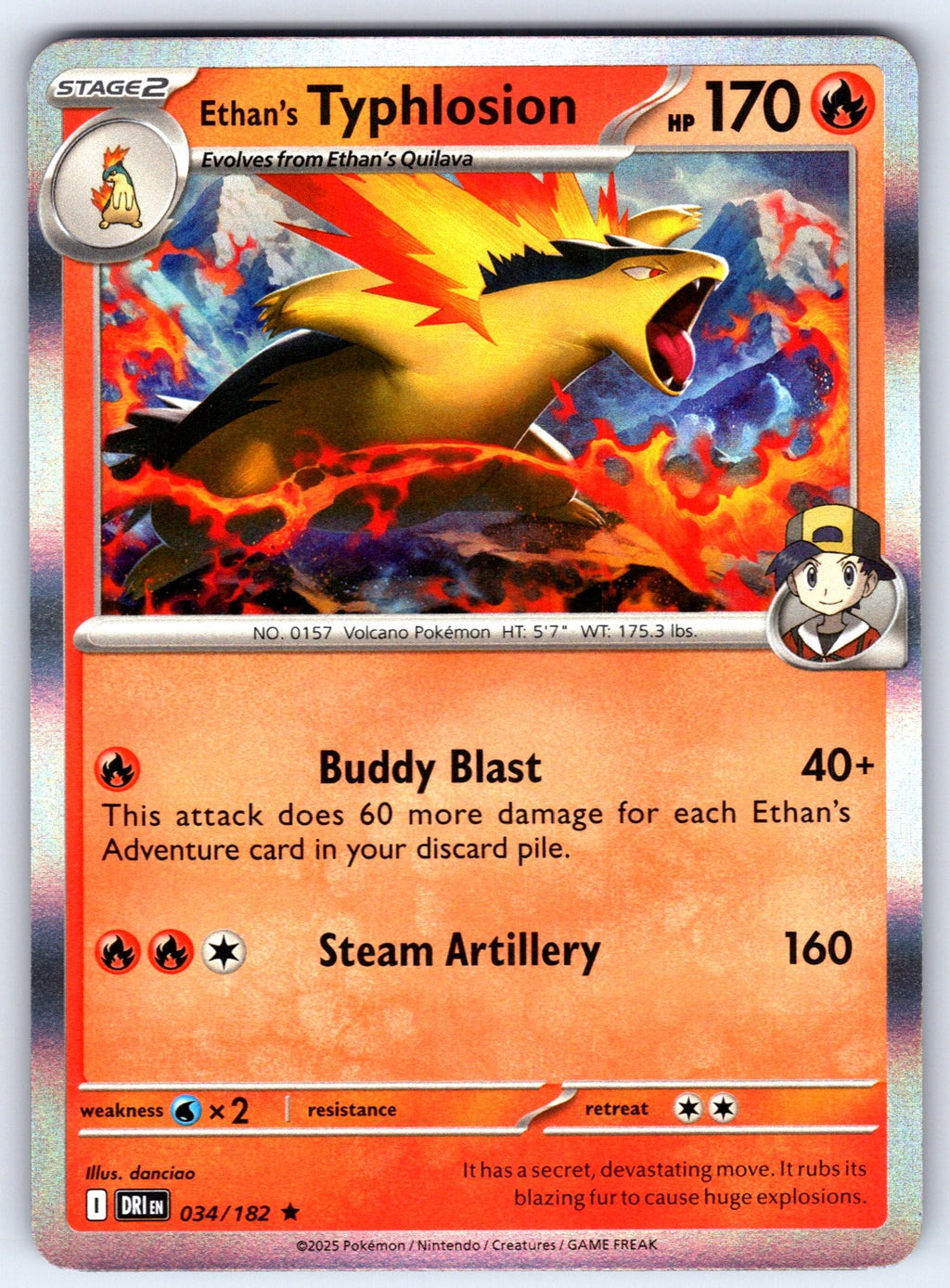 Ethan's Typhlosion Holo Rare SV10: Destined Rivals 034/182 NM 2025