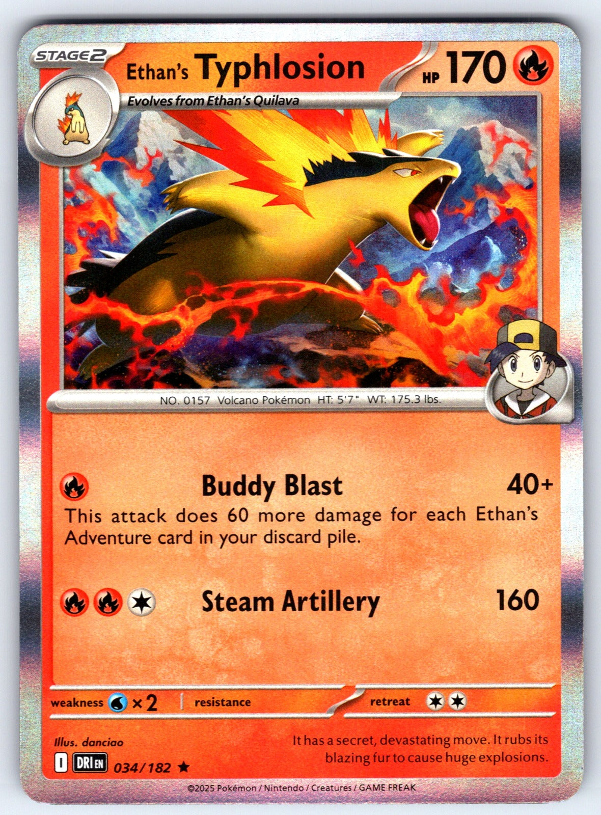 Ethan's Typhlosion Holo Rare SV10: Destined Rivals 034/182 NM 2025