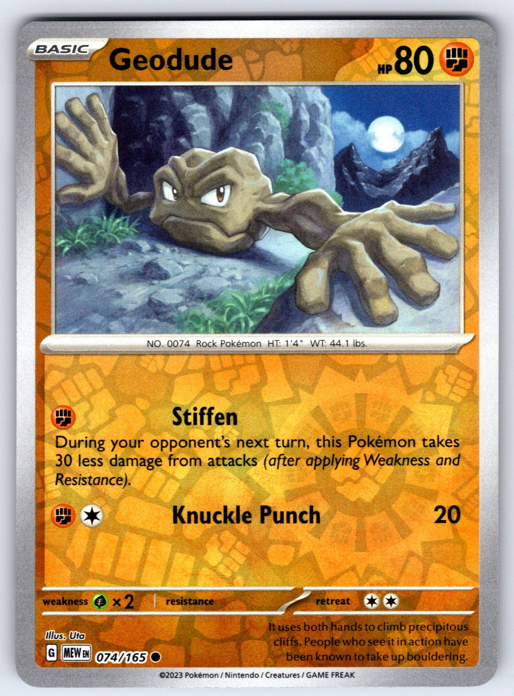 Geodude Reverse Holo Common SV: Scarlet & Violet 151 074/165 NM 2023