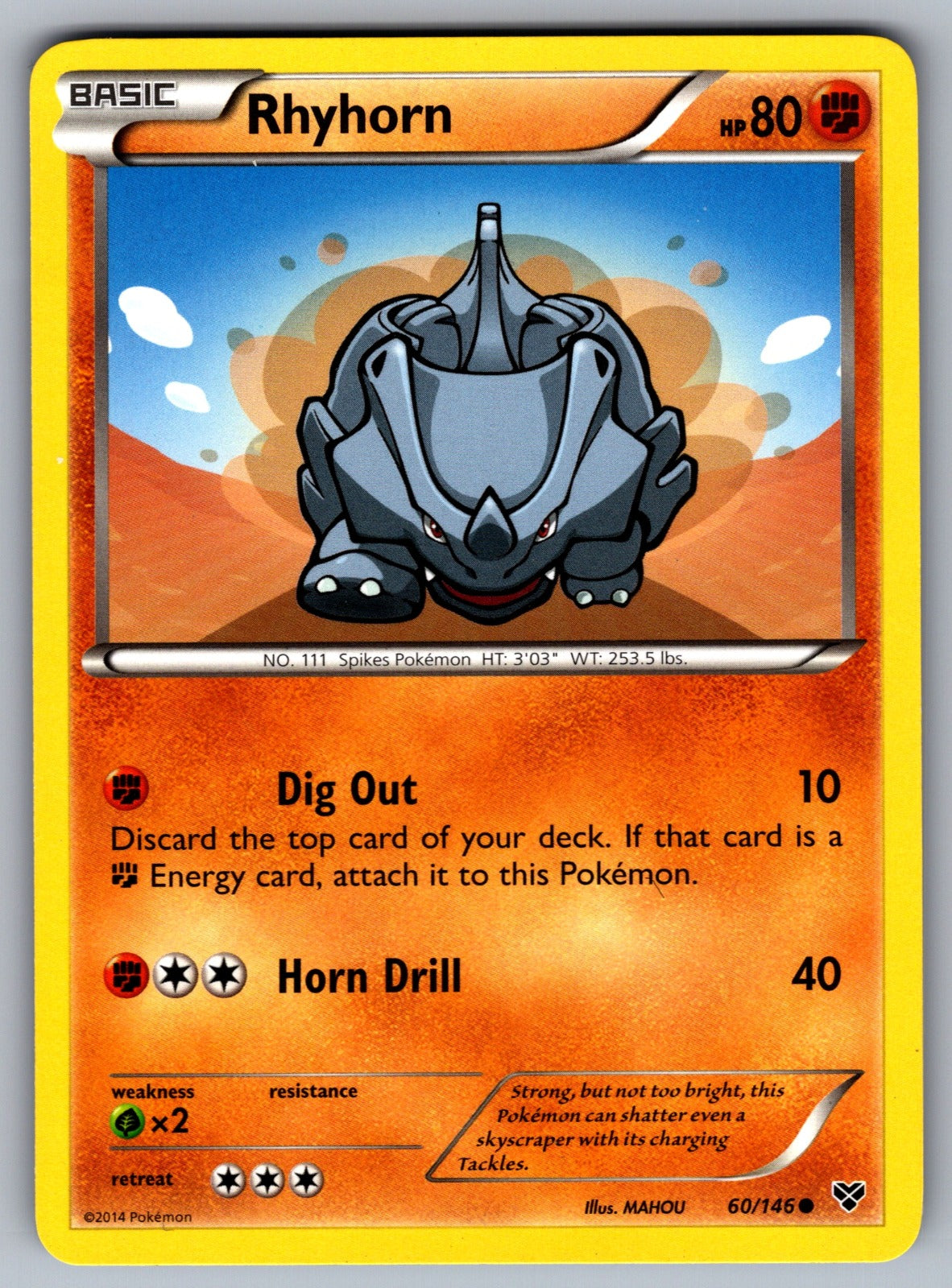 Rhyhorn Common XY Base Set 60/146 LP 2014