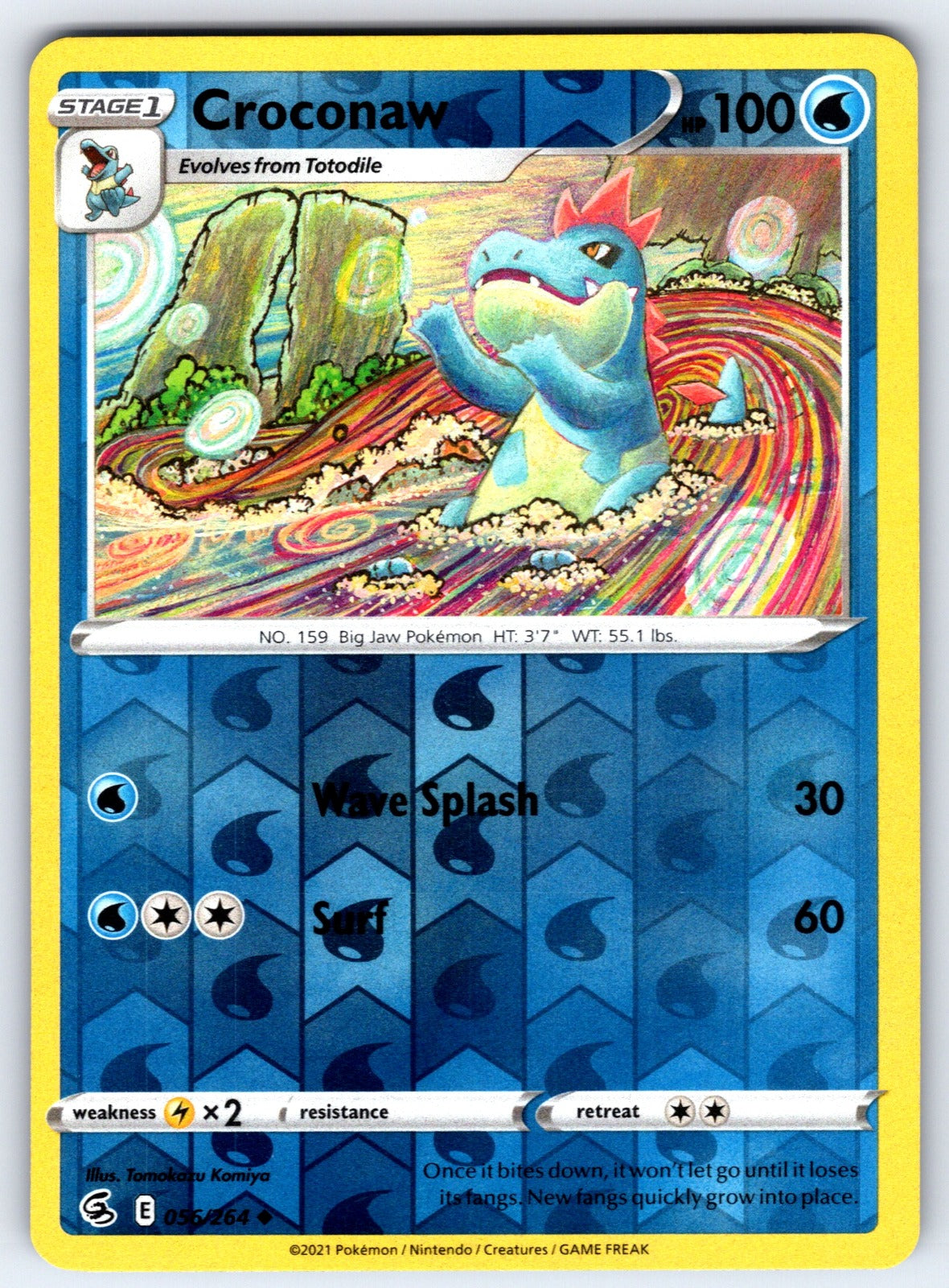 Croconaw Reverse Holo Uncommon SWSH08: Fusion Strike 056/264 NM 2021