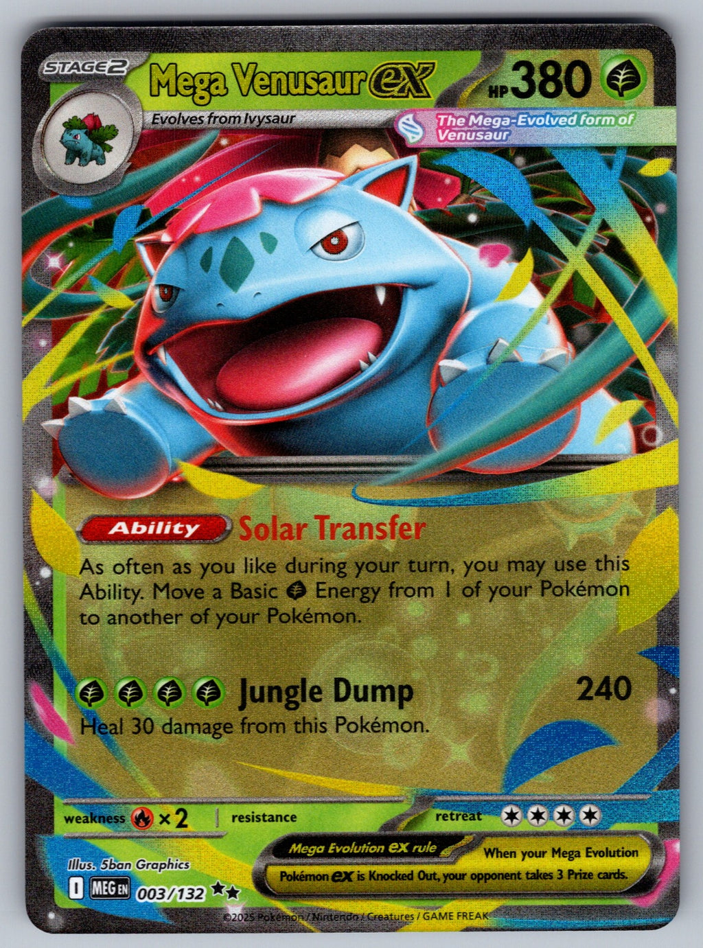 Mega Venusaur ex - Holo Double Rare ME01: Mega Evolution 003/132 NM 2025