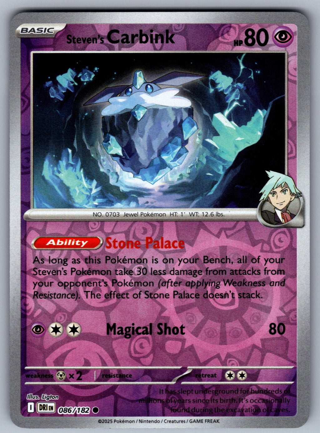 Steven's Carbink Reverse Holo Common SV10: Destined Rivals 086/182 NM 2025