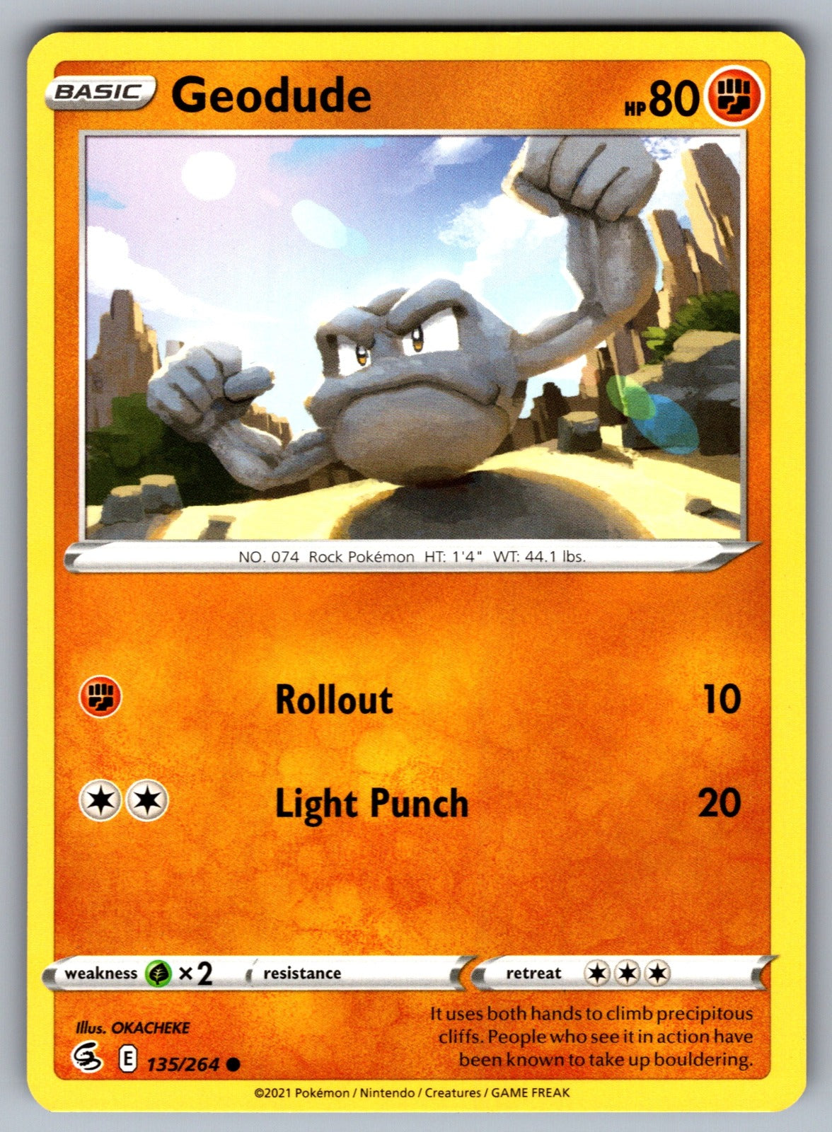 Geodude Common SWSH08: Fusion Strike 135/264 NM 2021