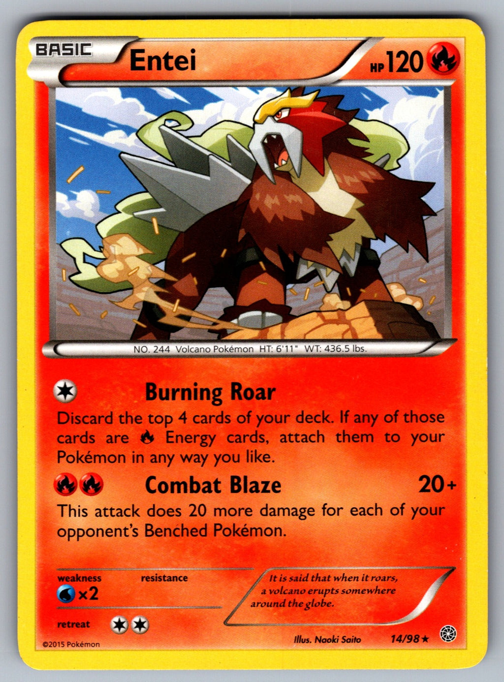 Entei (14) Rare XY - Ancient Origins 14/98 NM 2015