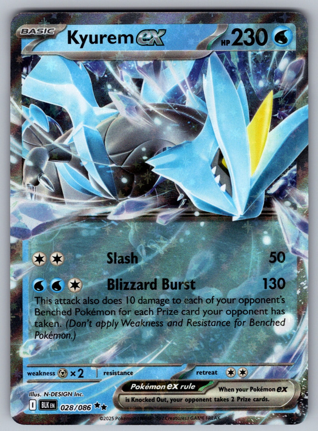 Kyurem ex Holo Double Rare SV: Black Bolt 028/086 NM 2025