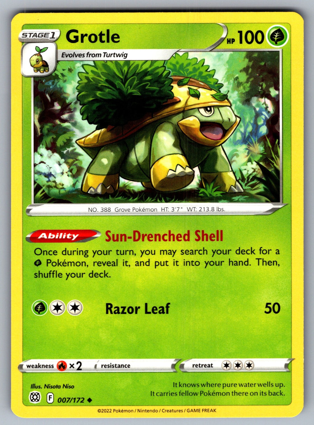 Grotle Uncommon SWSH09: Brilliant Stars 007/172 NM 2022