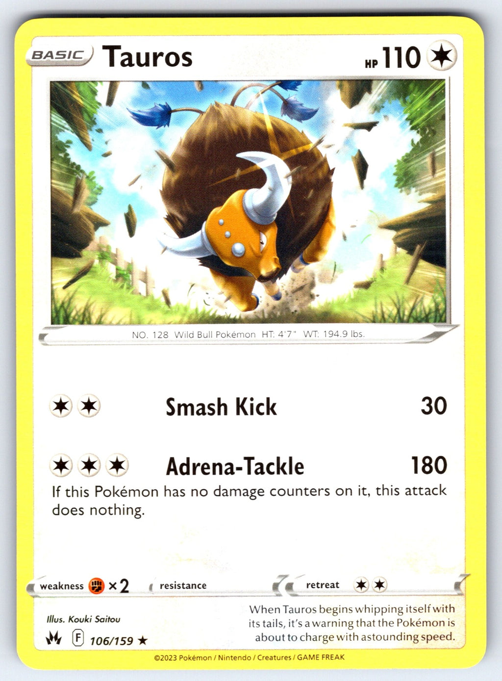 Tauros Rare SWSH: Crown Zenith 106/159 NM 2023