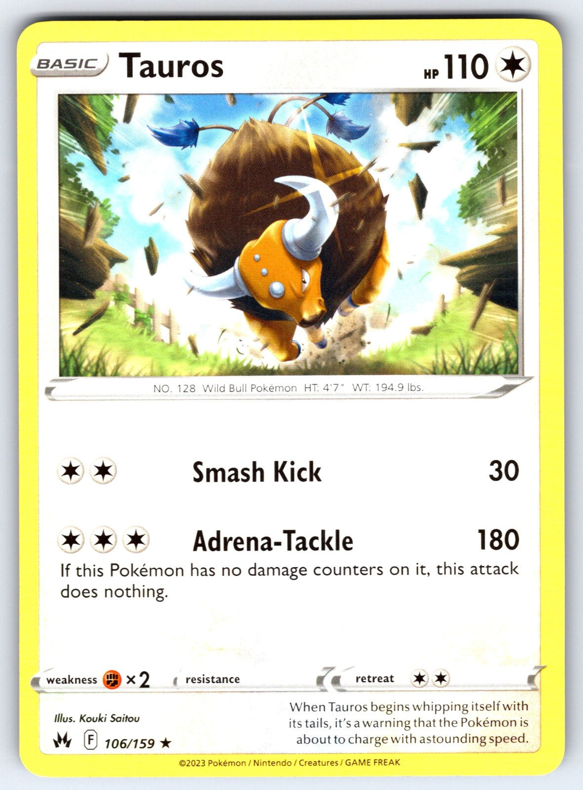Tauros Rare SWSH: Crown Zenith 106/159 NM 2023
