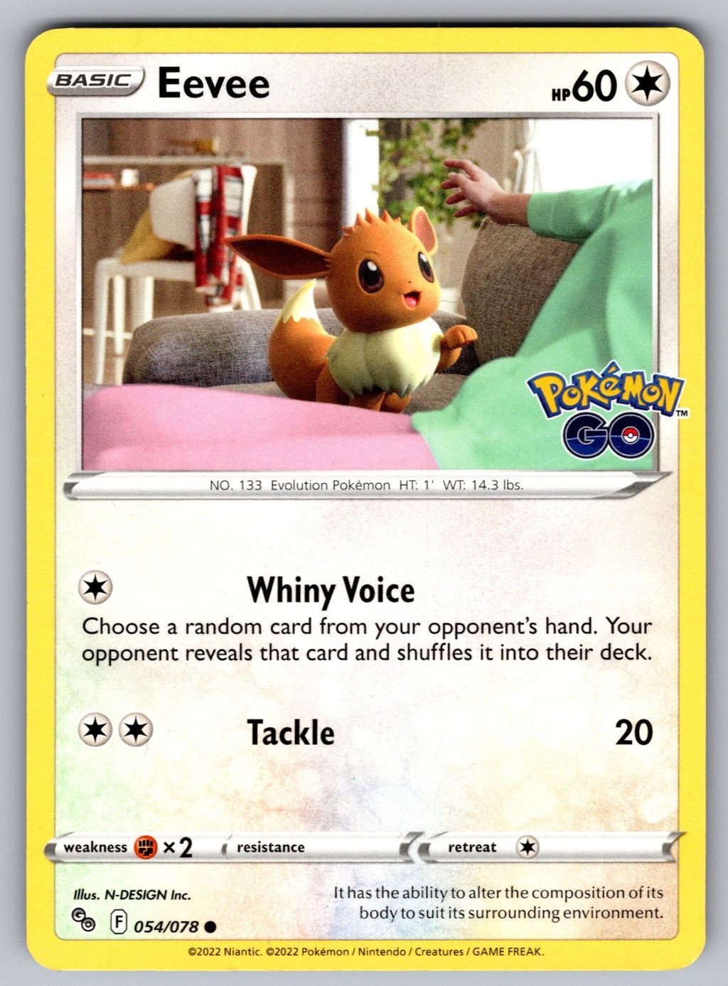 Eevee Common Pokemon GO 054/078 NM 2022