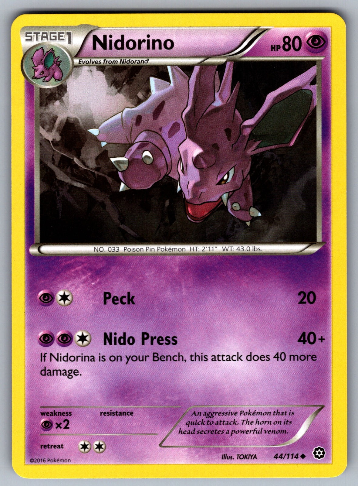Nidorino Uncommon XY - Steam Siege 44/114 LP 2016