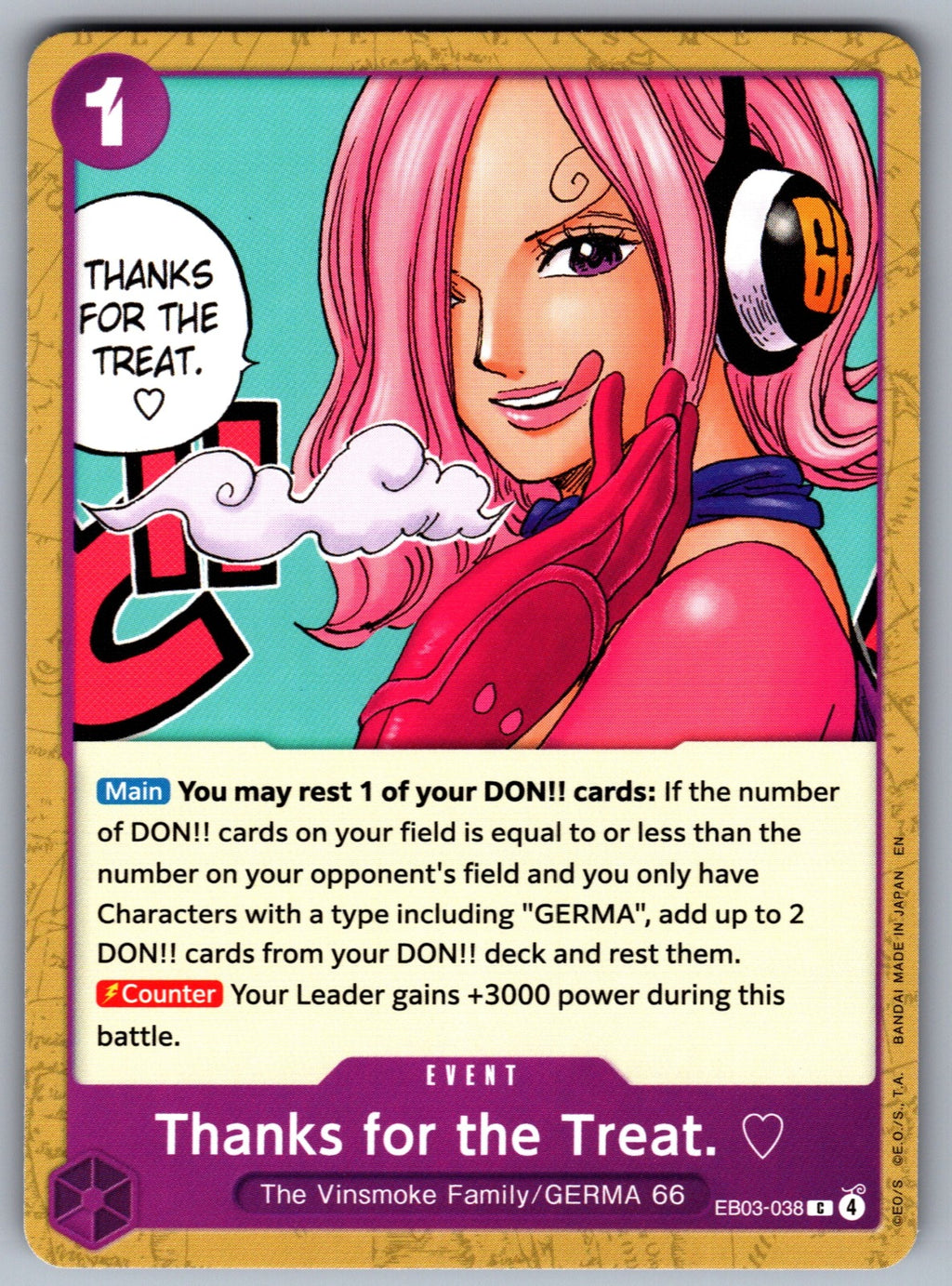 Thanks for the Treat. C Extra Booster: One Piece Heroines Edition EB03-038 NM 20