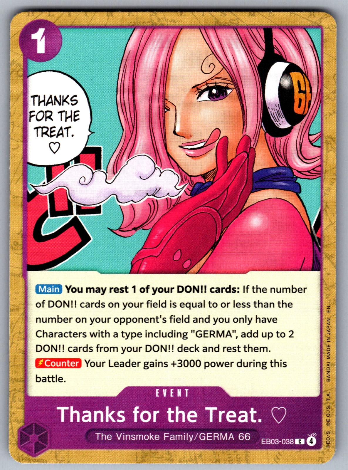 Thanks for the Treat. C Extra Booster: One Piece Heroines Edition EB03-038 NM 20