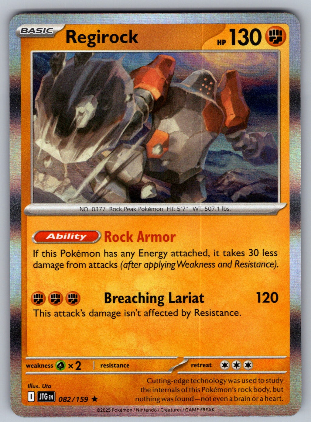 Regirock Holo Rare SV09: Journey Together 082/159 NM 2025
