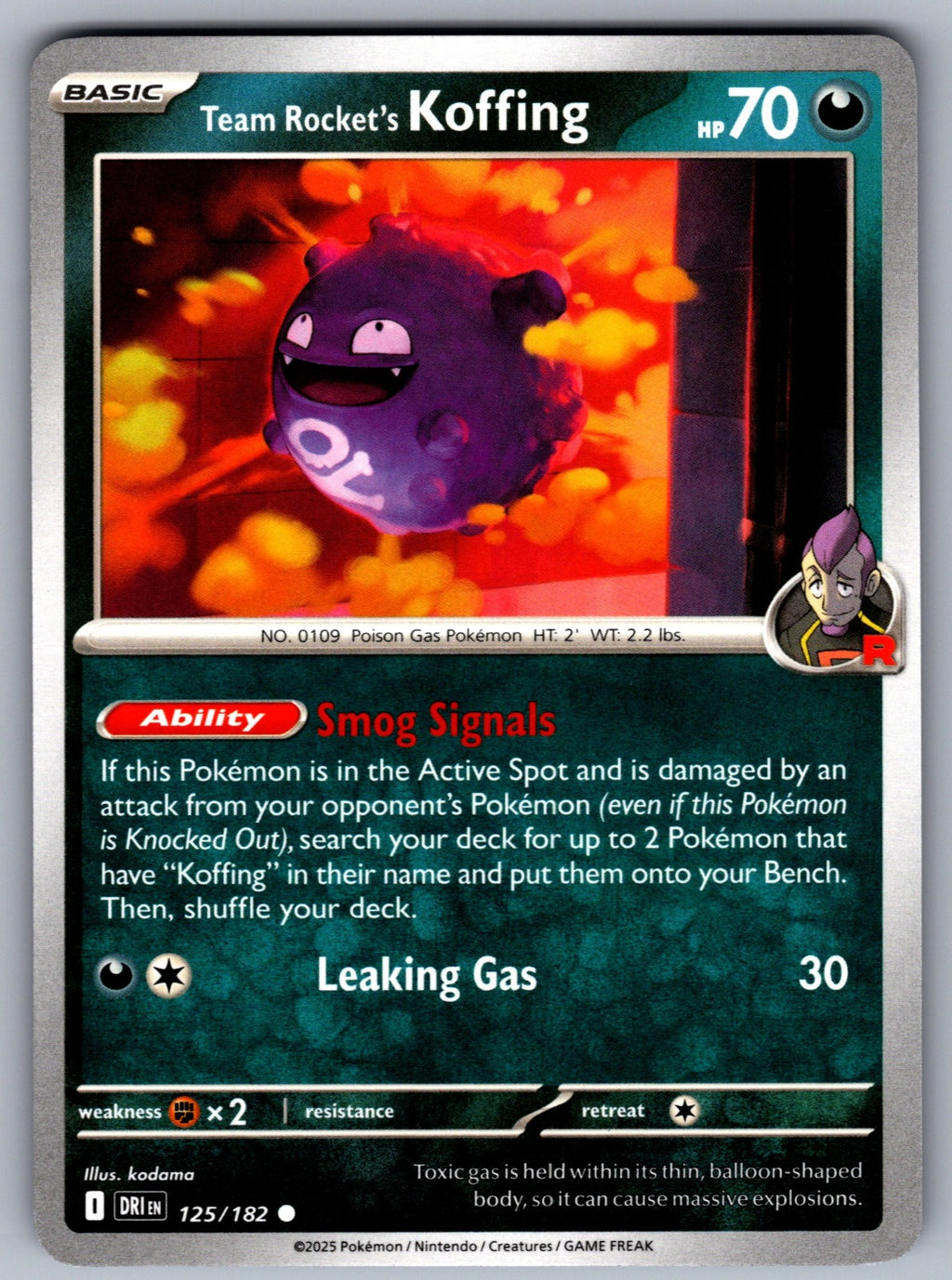Team Rocket's Koffing Common SV10: Destined Rivals 125/182 NM 2025