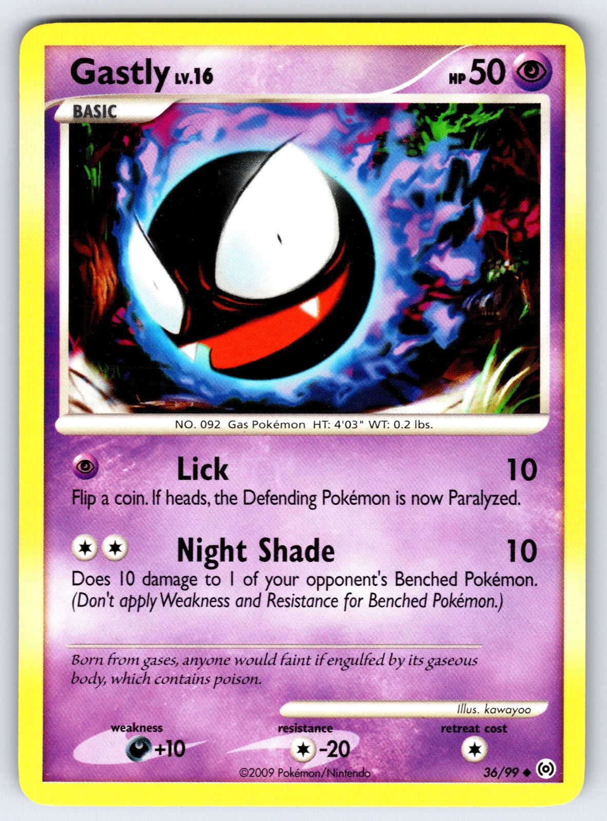 Gastly (36) Uncommon Arceus 36/99 LP 2009