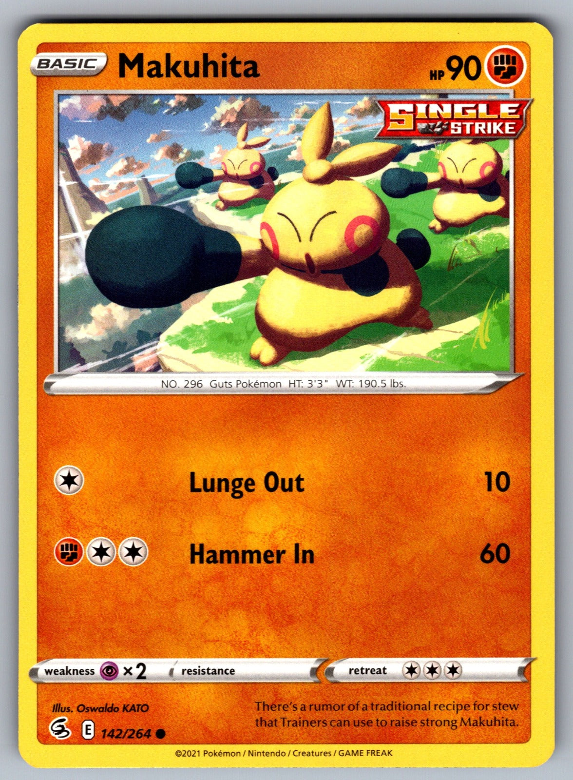 Makuhita Common SWSH08: Fusion Strike 142/264 NM 2021