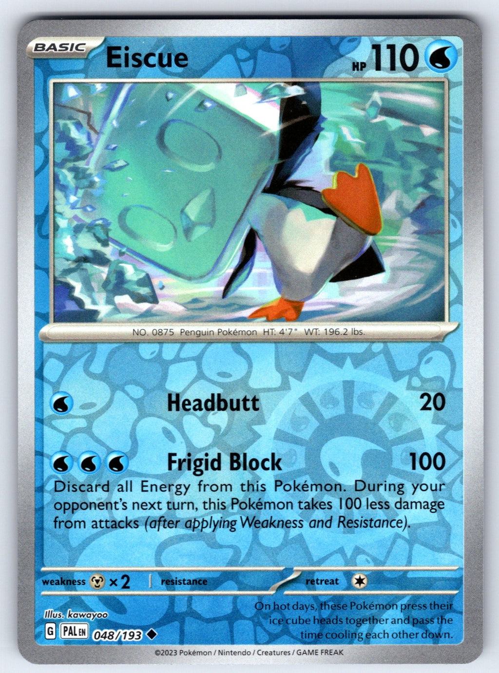 Eiscue - Reverse Holo Uncommon SV02: Paldea Evolved 048/193 NM 2023