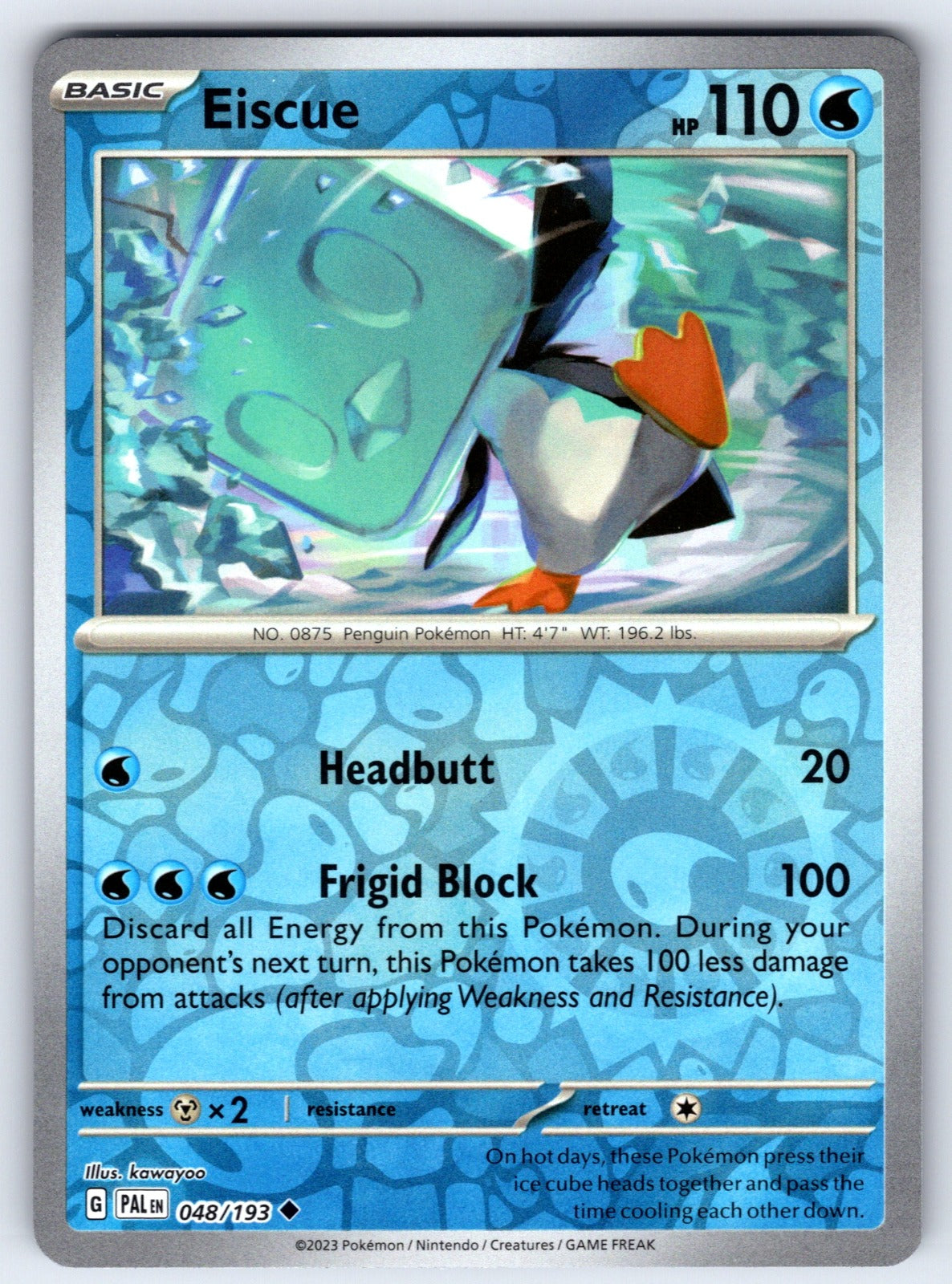 Eiscue - Reverse Holo Uncommon SV02: Paldea Evolved 048/193 NM 2023