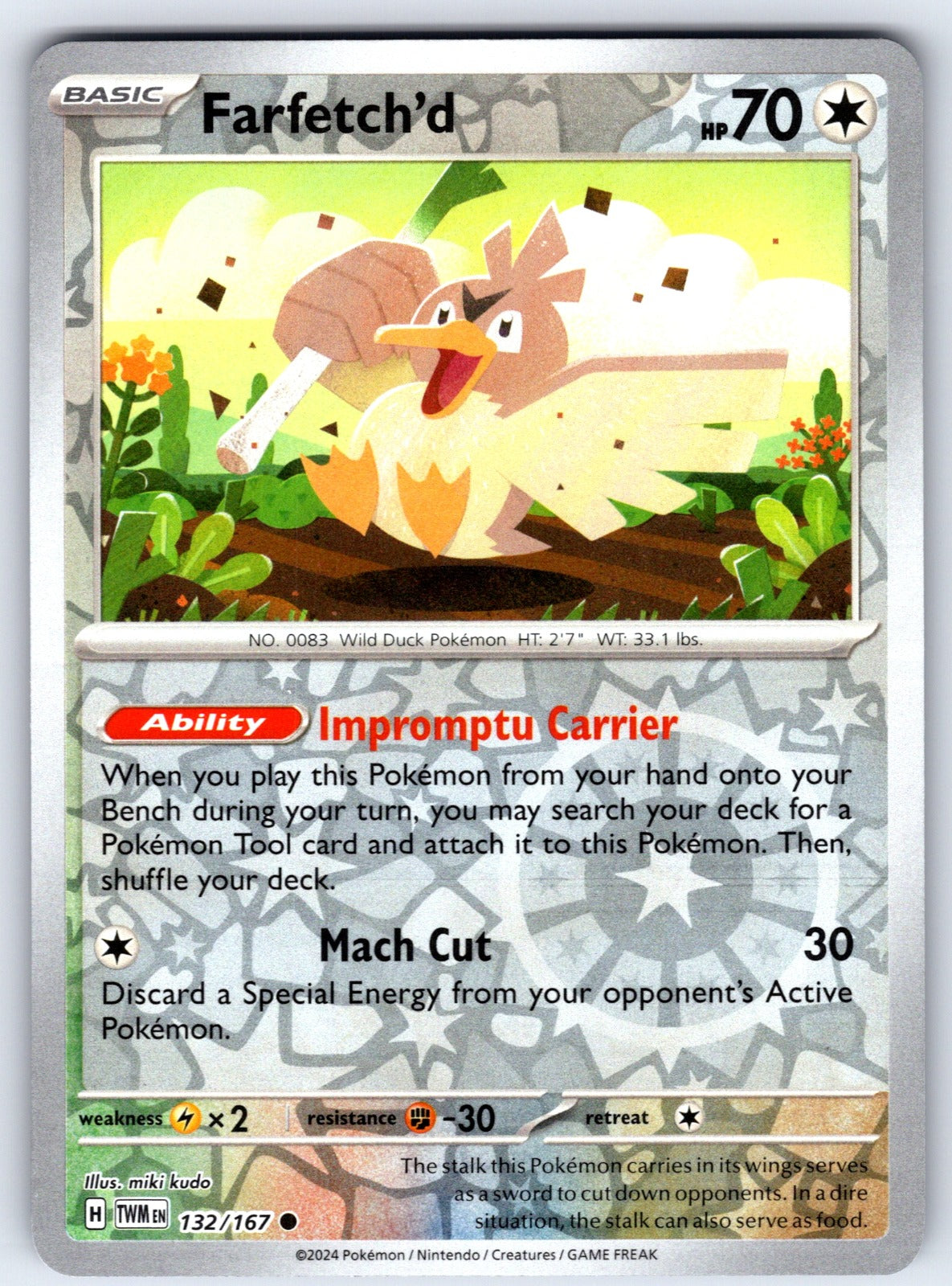 Farfetch'd Reverse Holo Common SV06: Twilight Masquerade 132/167 NM 2024