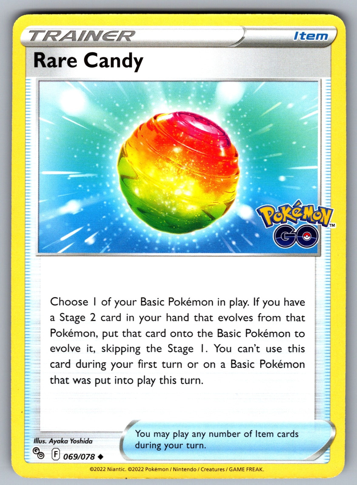 Rare Candy Uncommon Pokemon GO 069/078 NM 2022