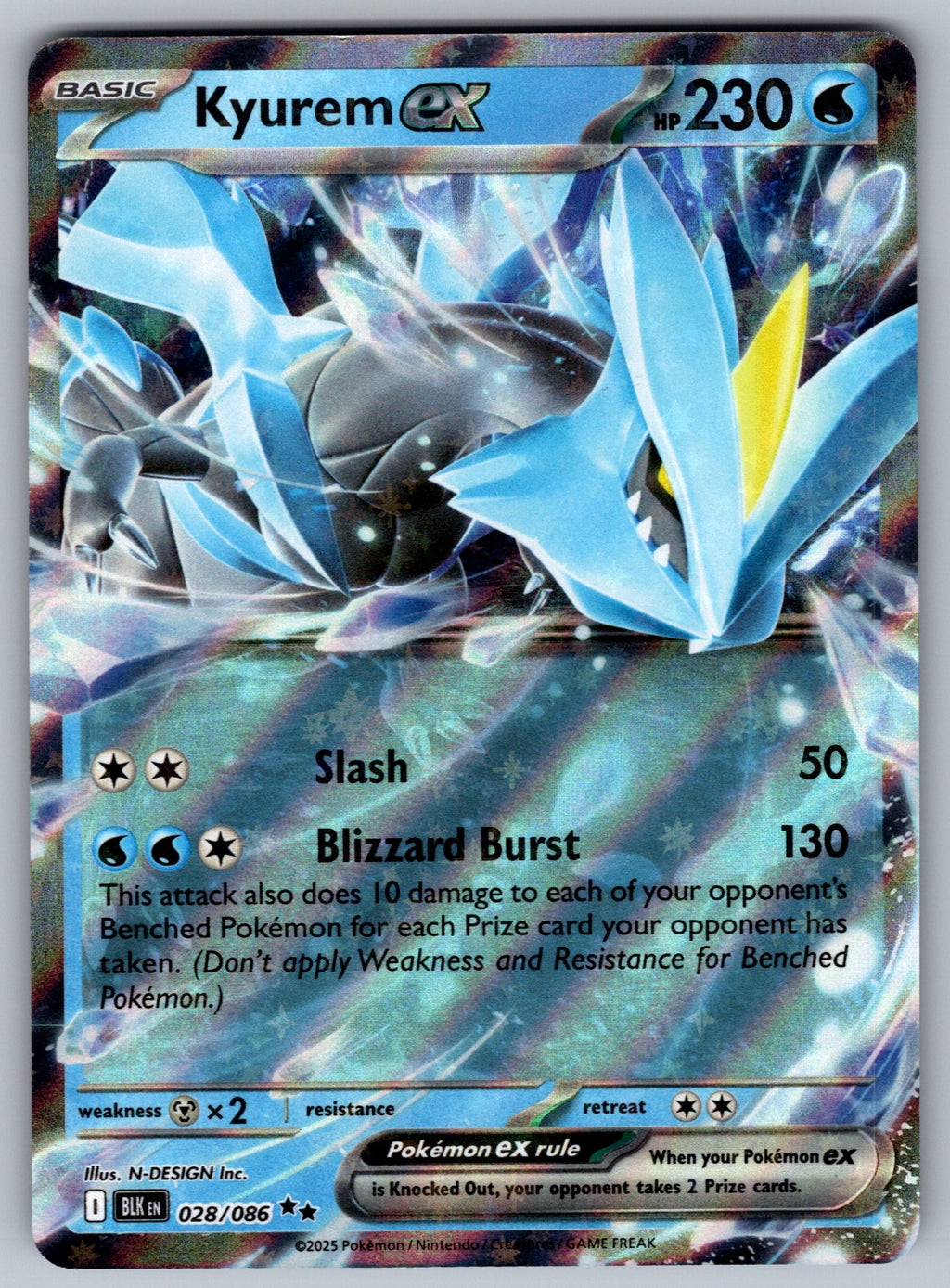 Kyurem ex Holo Double Rare SV: Black Bolt 028/086 NM 2025