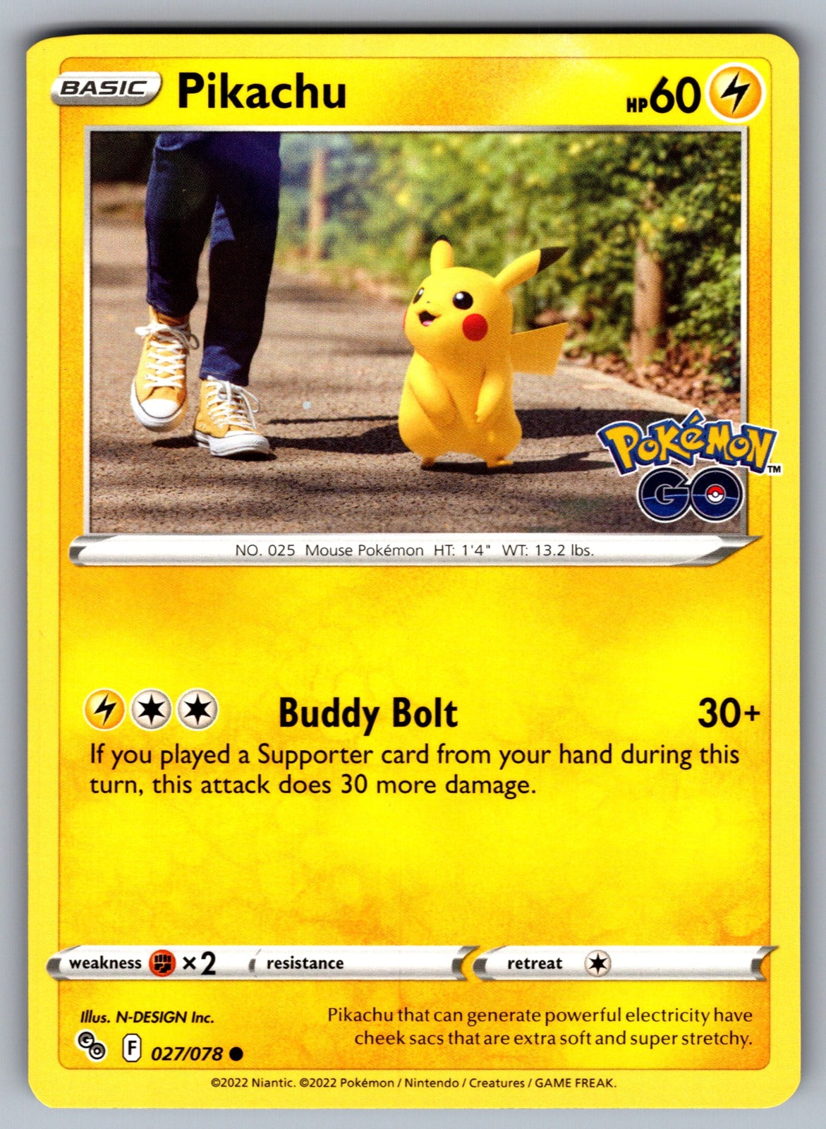 Pikachu (27) Common Pokemon GO 027/078 NM 2022