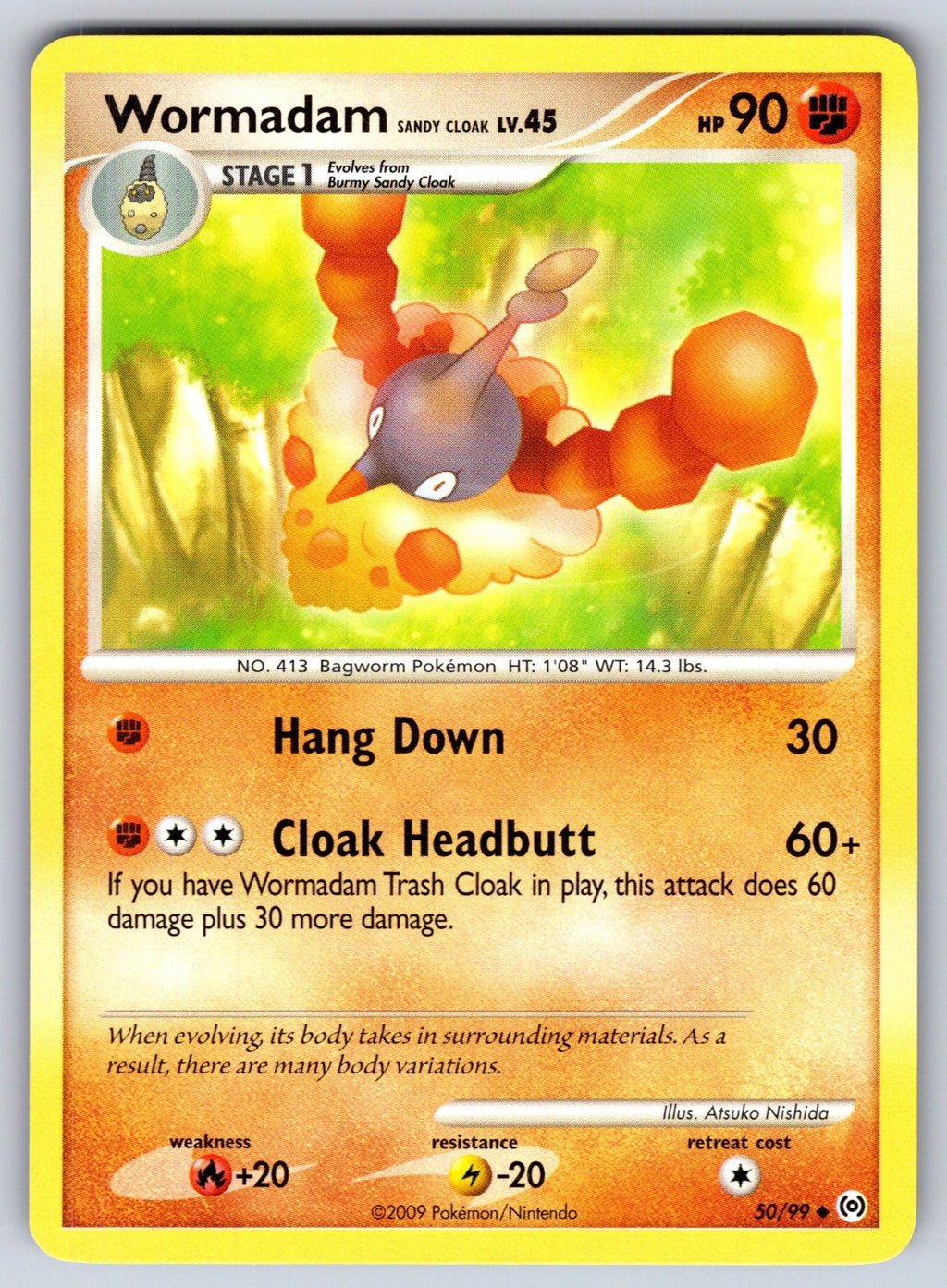 Wormadam Sandy Cloak Uncommon Arceus 50/99 LP 2009