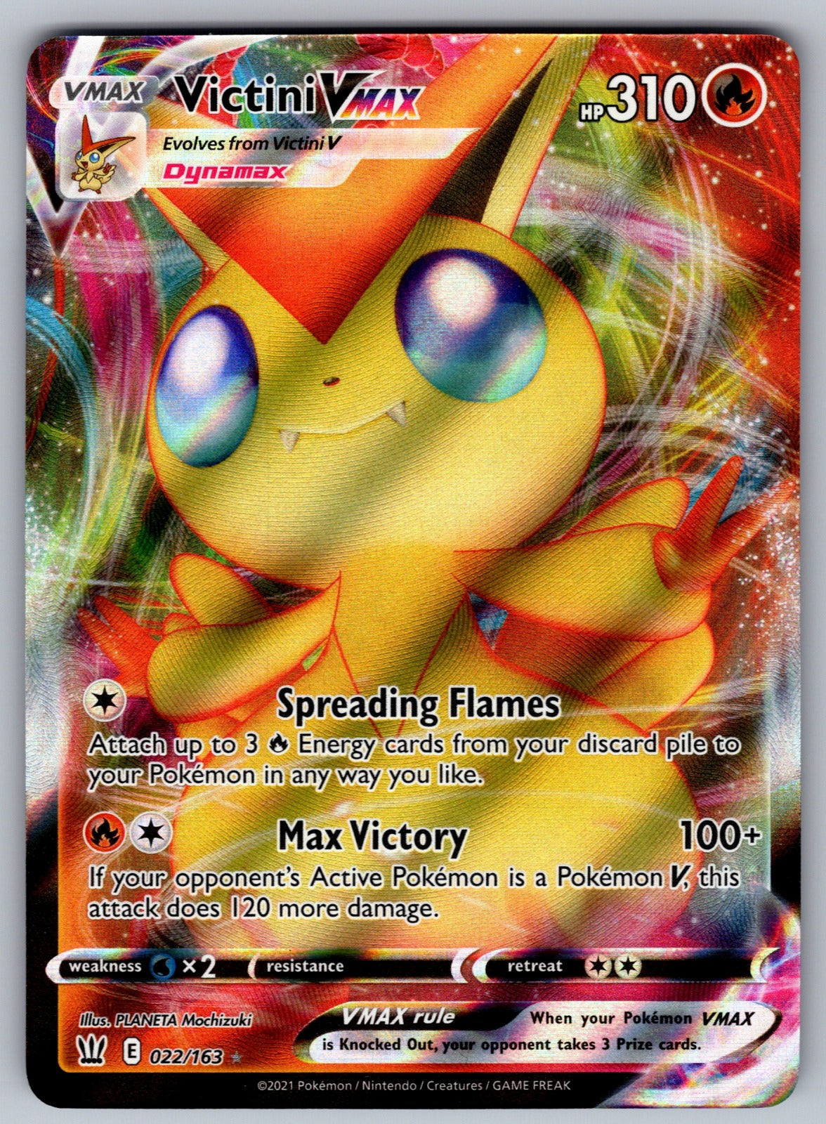 Victini VMAX Holo Ultra Rare SWSH05: Battle Styles 022/163 NM 2021