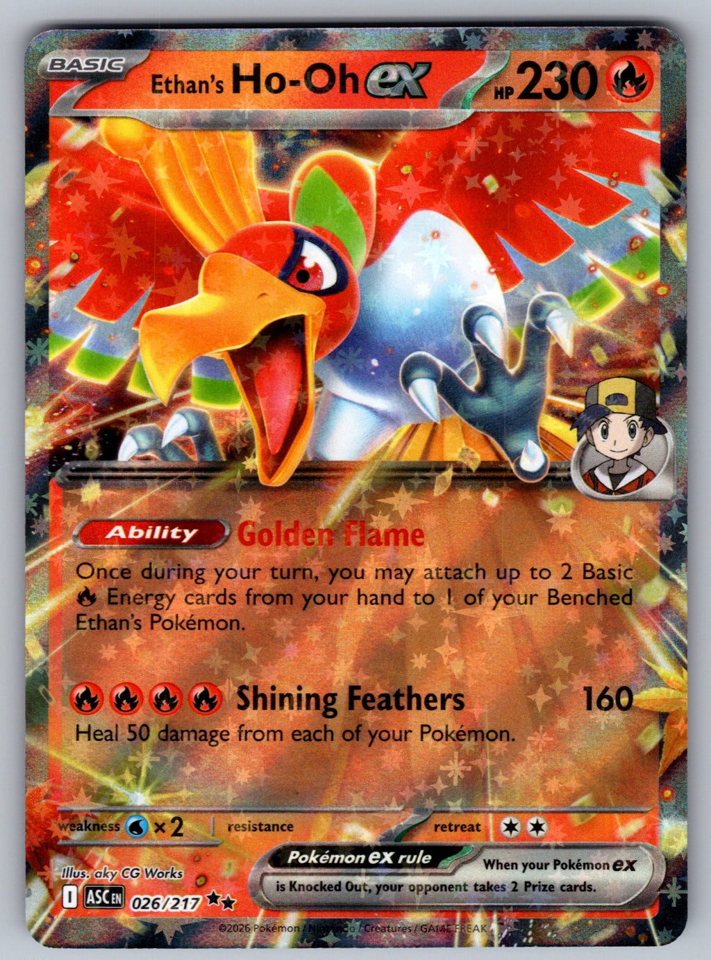 Ethan's Ho-Oh ex Holo Double Rare ME: Ascended Heroes 026/217 NM 2026