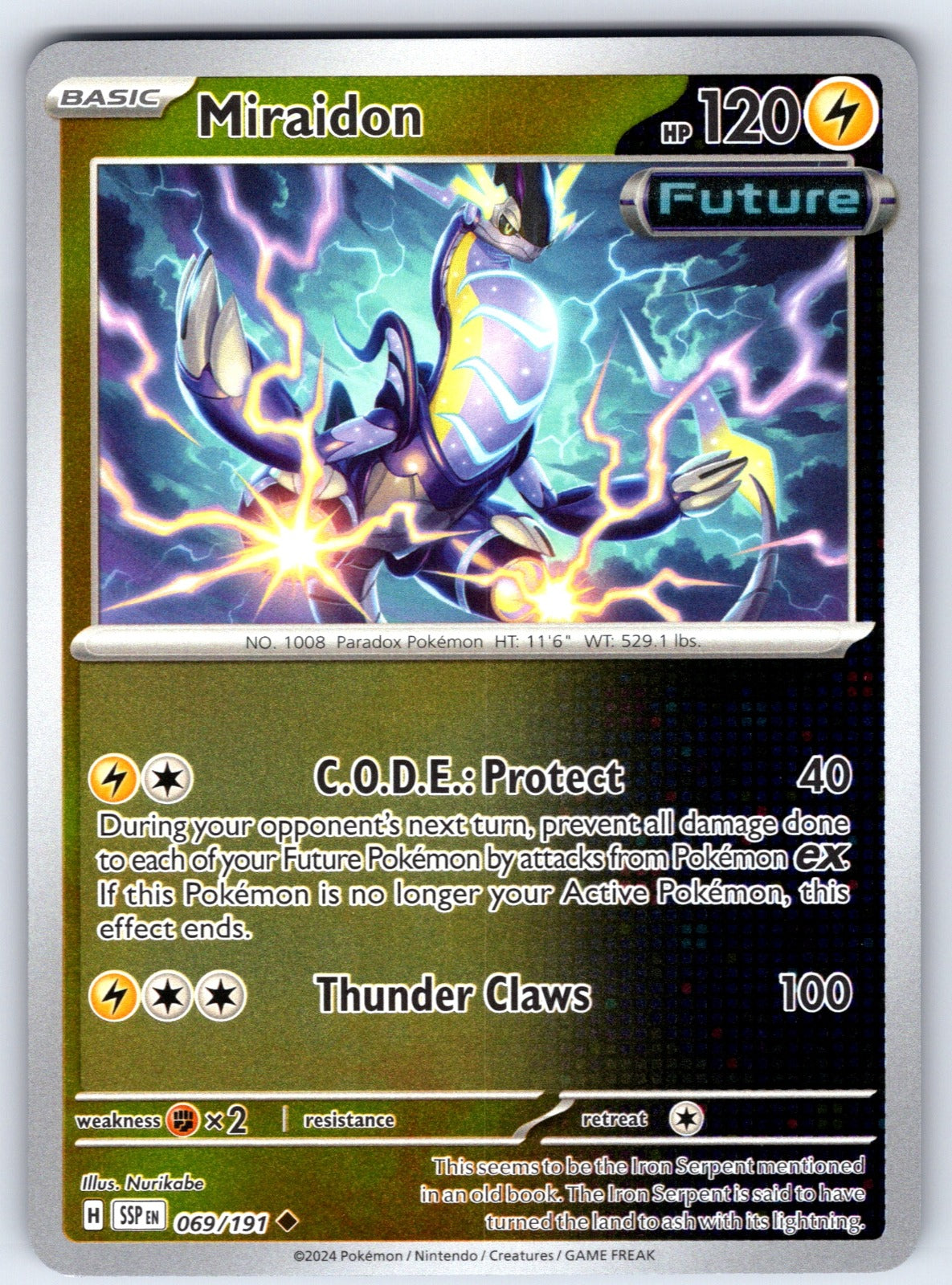 Miraidon Reverse Holo Uncommon SV08: Surging Sparks 069/191 NM 2024