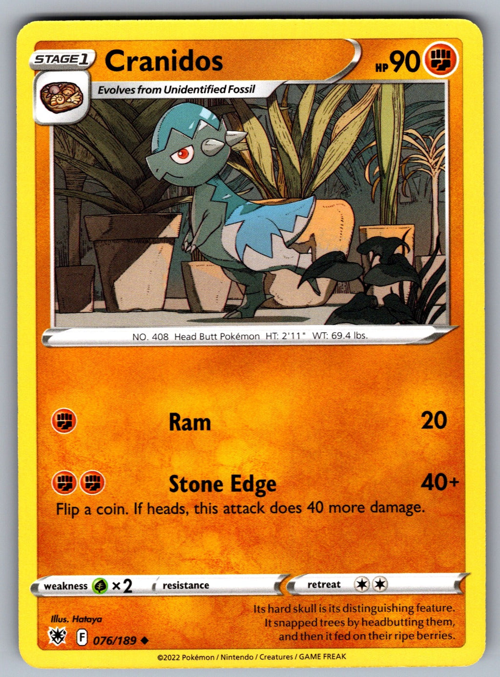 Cranidos Uncommon SWSH10: Astral Radiance 076/189 NM 2022