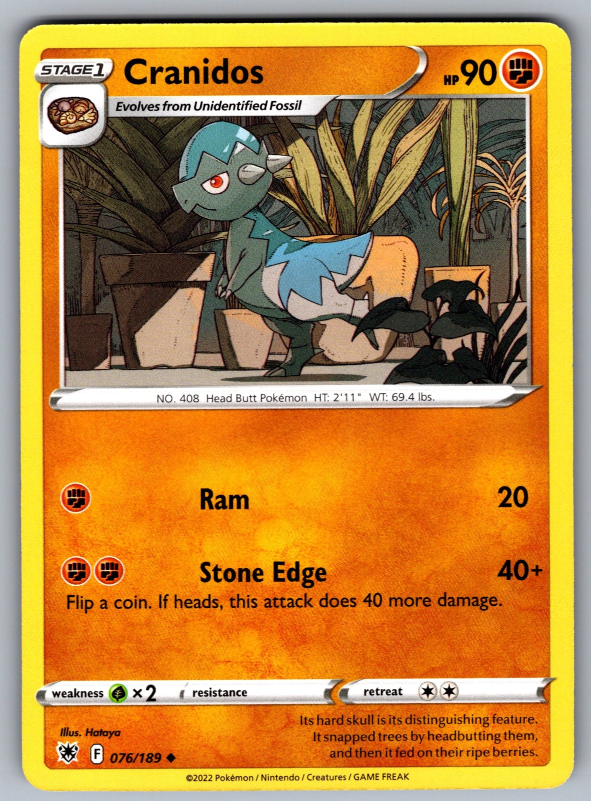 Cranidos Uncommon SWSH10: Astral Radiance 076/189 NM 2022