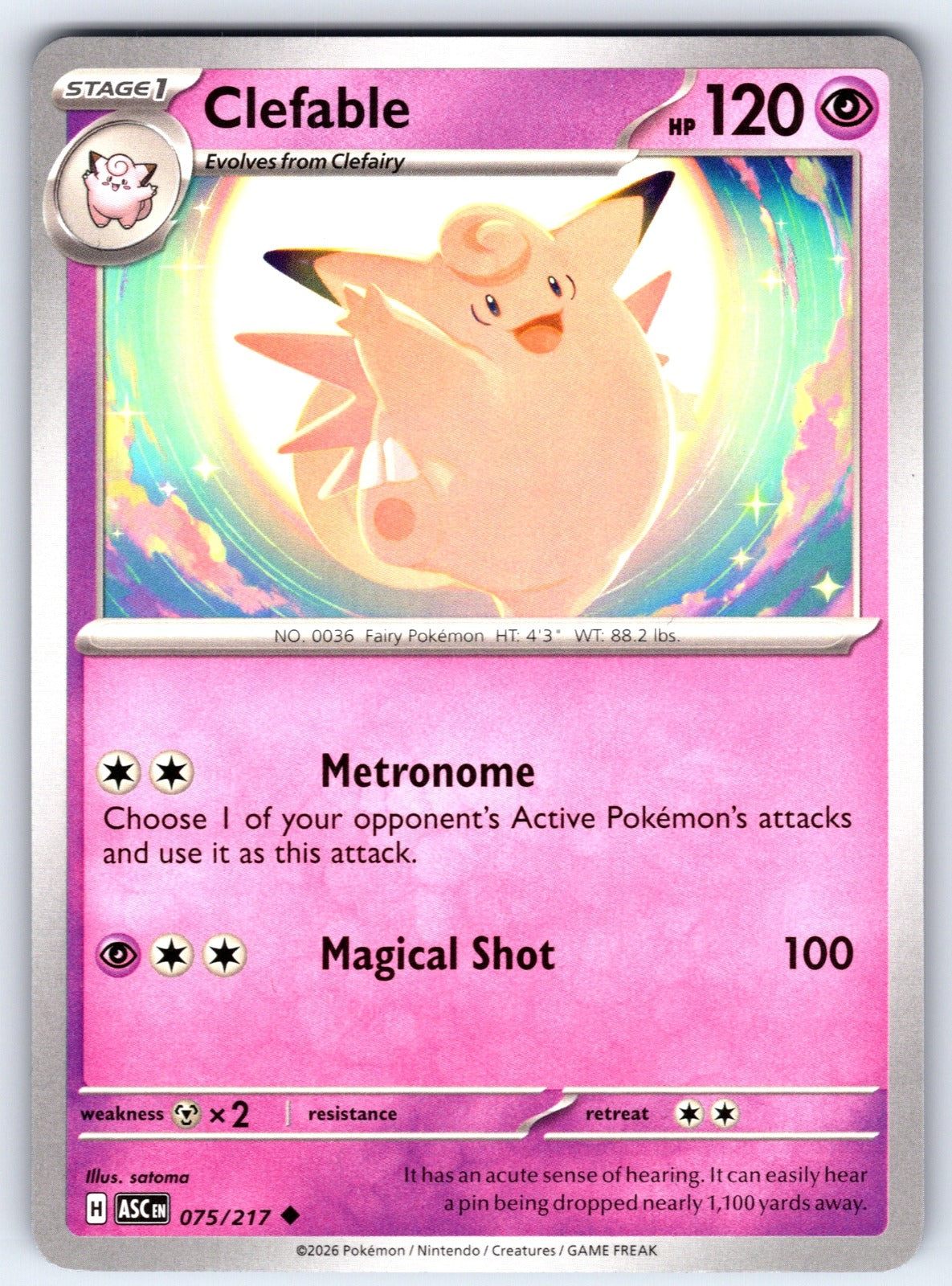 Clefable Uncommon ME: Ascended Heroes 075/217 NM 2026