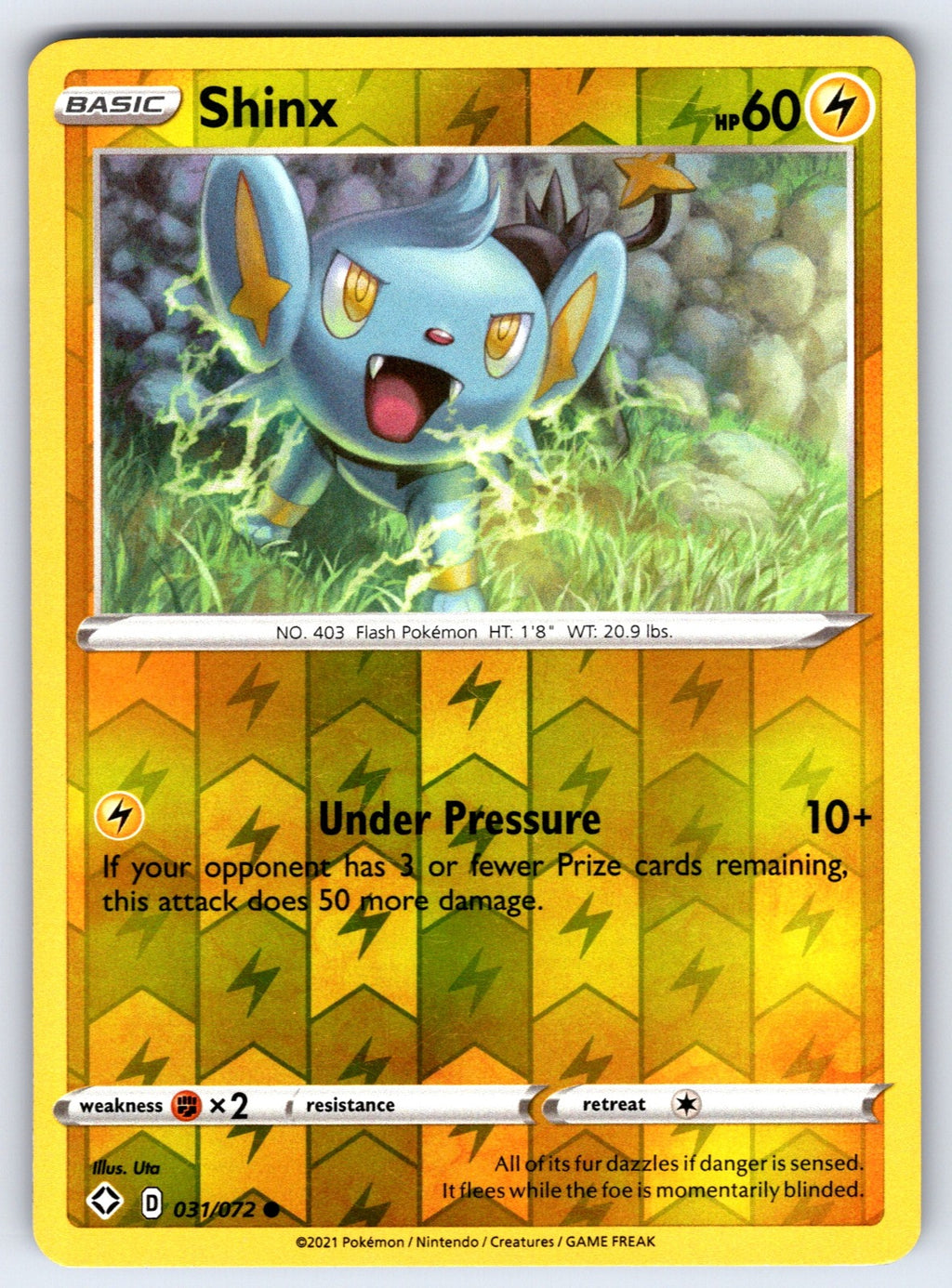 Shinx Reverse Holo Common Shining Fates 031/072 NM 2021