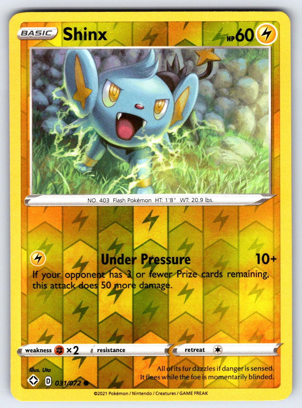 Shinx Reverse Holo Common Shining Fates 031/072 NM 2021
