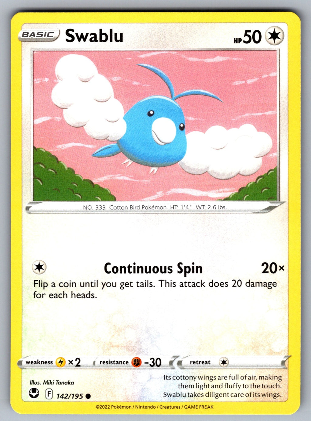 Swablu Common SWSH12: Silver Tempest 142/195 NM 2022