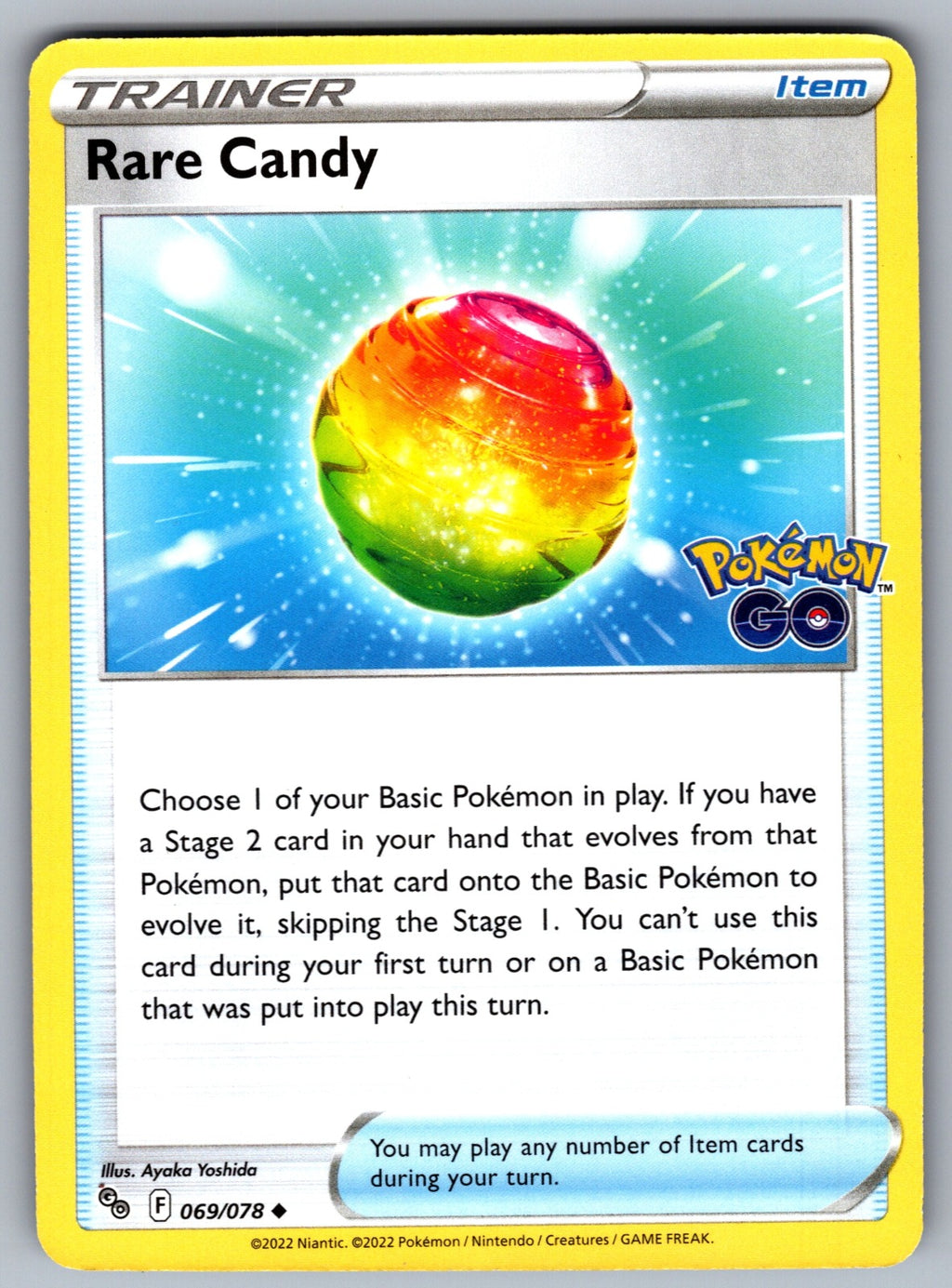 Rare Candy Uncommon Pokemon GO 069/078 NM 2022