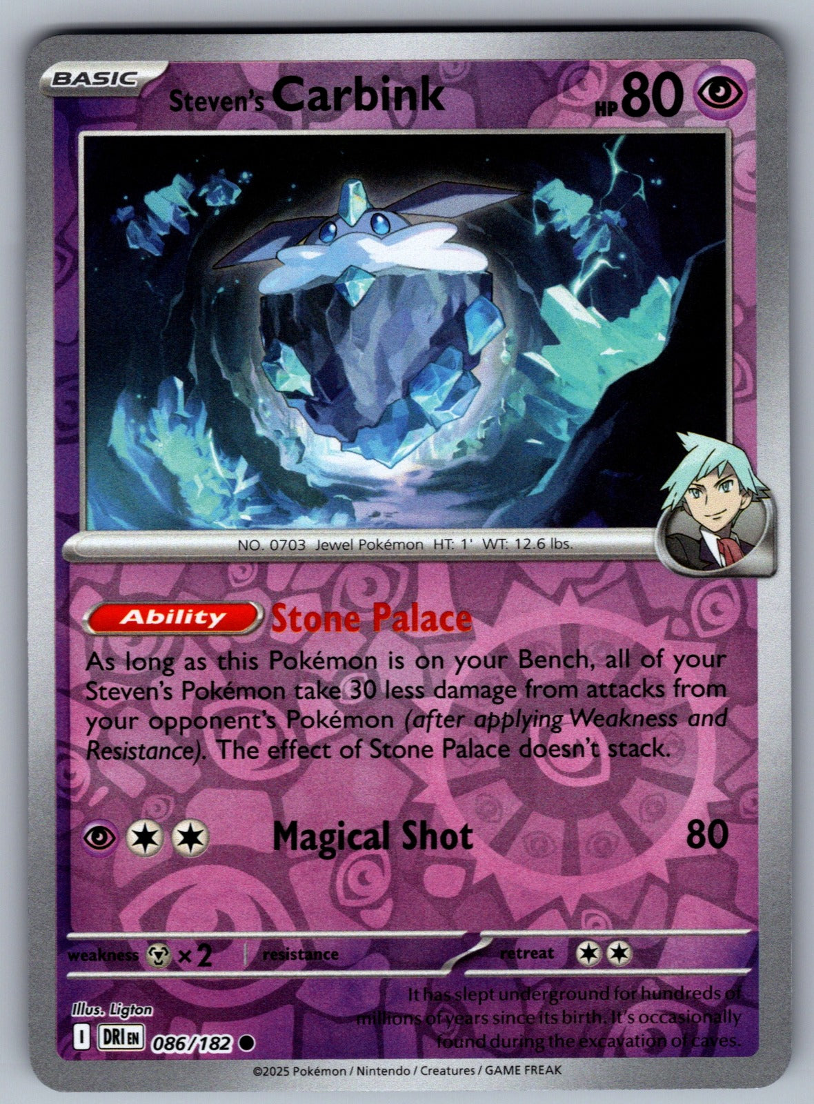 Steven's Carbink Reverse Holo Common SV10: Destined Rivals 086/182 NM 2025
