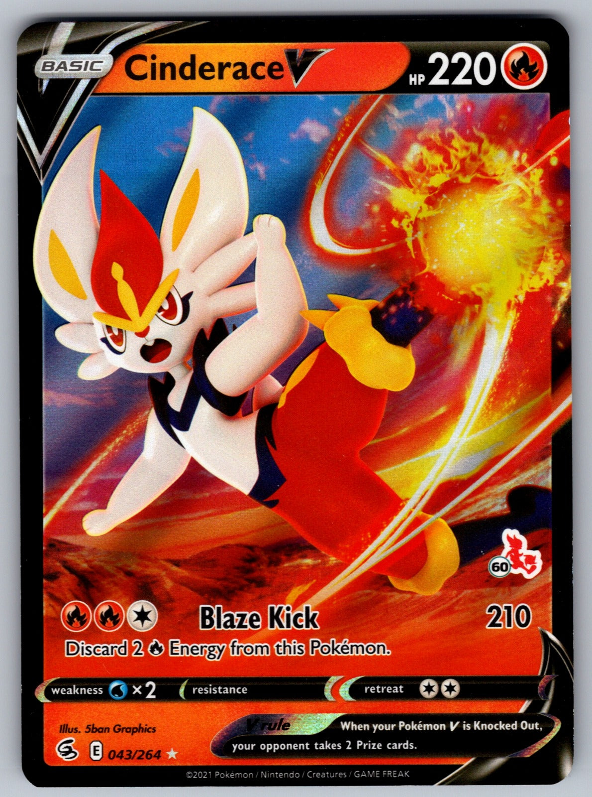 Cinderace V (43) Holo Ultra Rare SWSH08: Fusion Strike 043/264 NM 2021