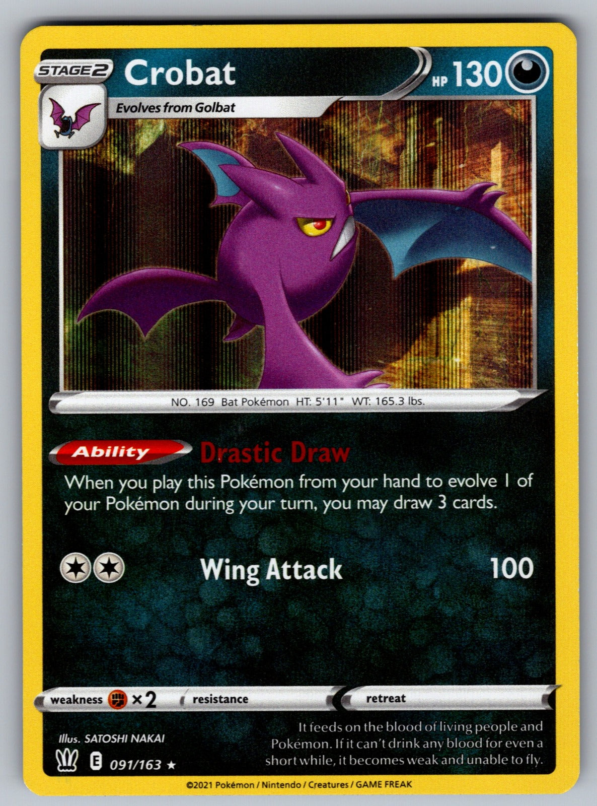 Crobat Holo Rare SWSH05: Battle Styles 091/163 NM 2021