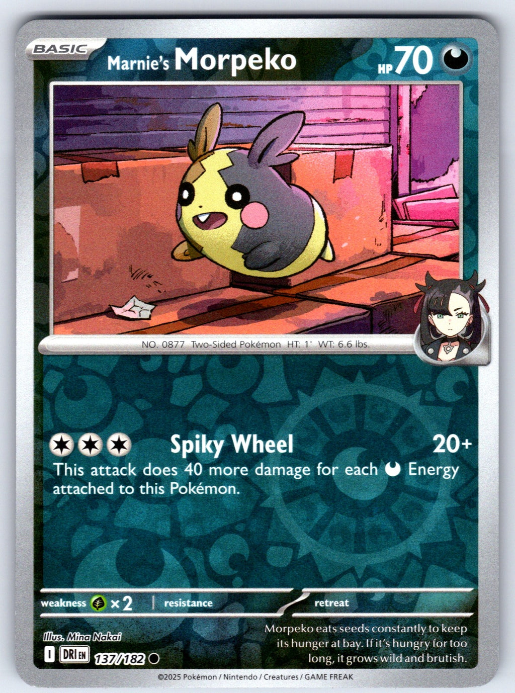 Marnie's Morpeko Reverse Holo Common SV10: Destined Rivals 137/182 NM 2025