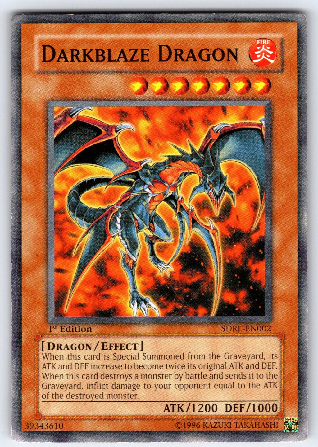 Darkblaze Dragon 1st Edition Common Structure Deck: Rise of the Dragon Lords SDR