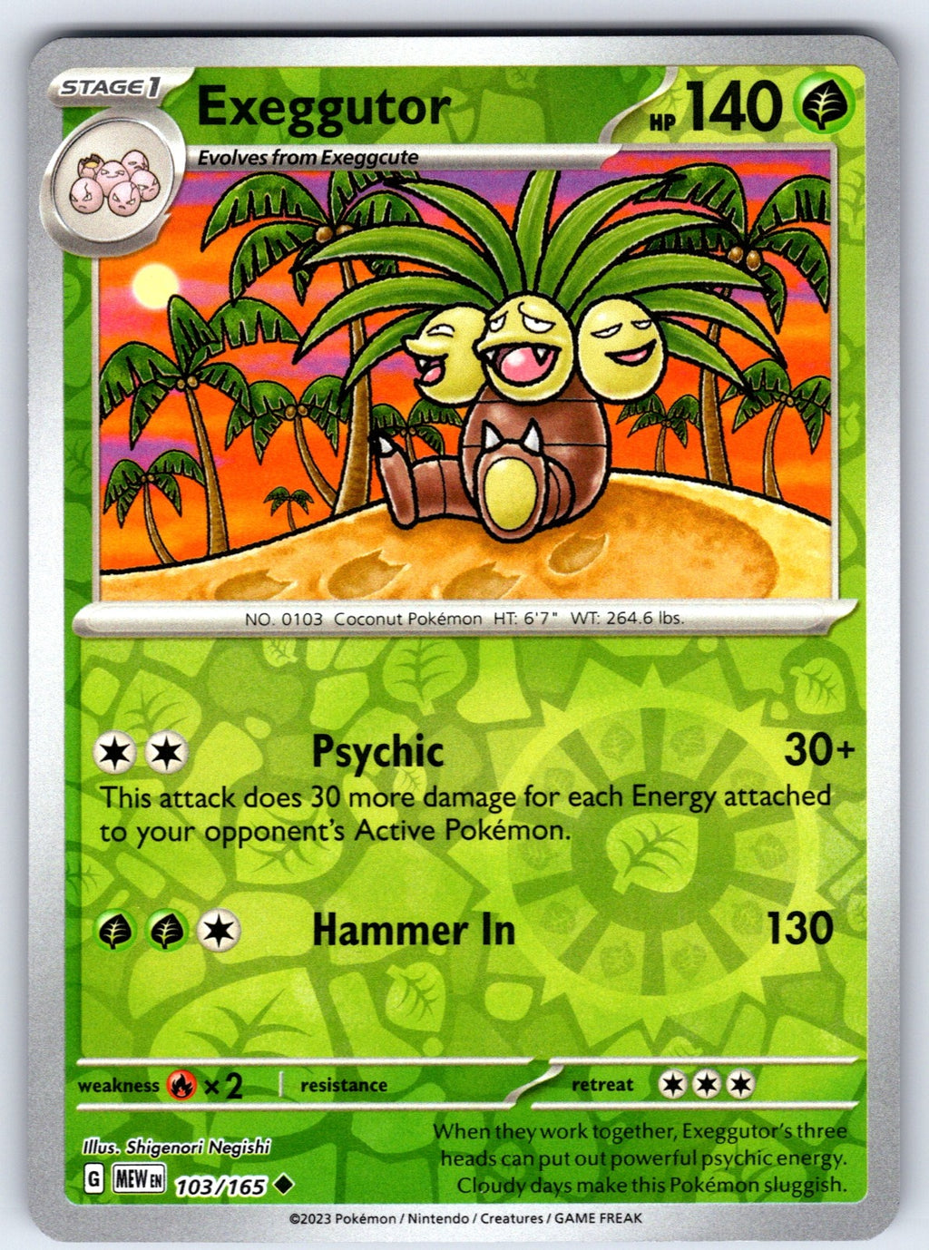 Exeggutor Reverse Holo Uncommon SV: Scarlet & Violet 151 103/165 NM 2023