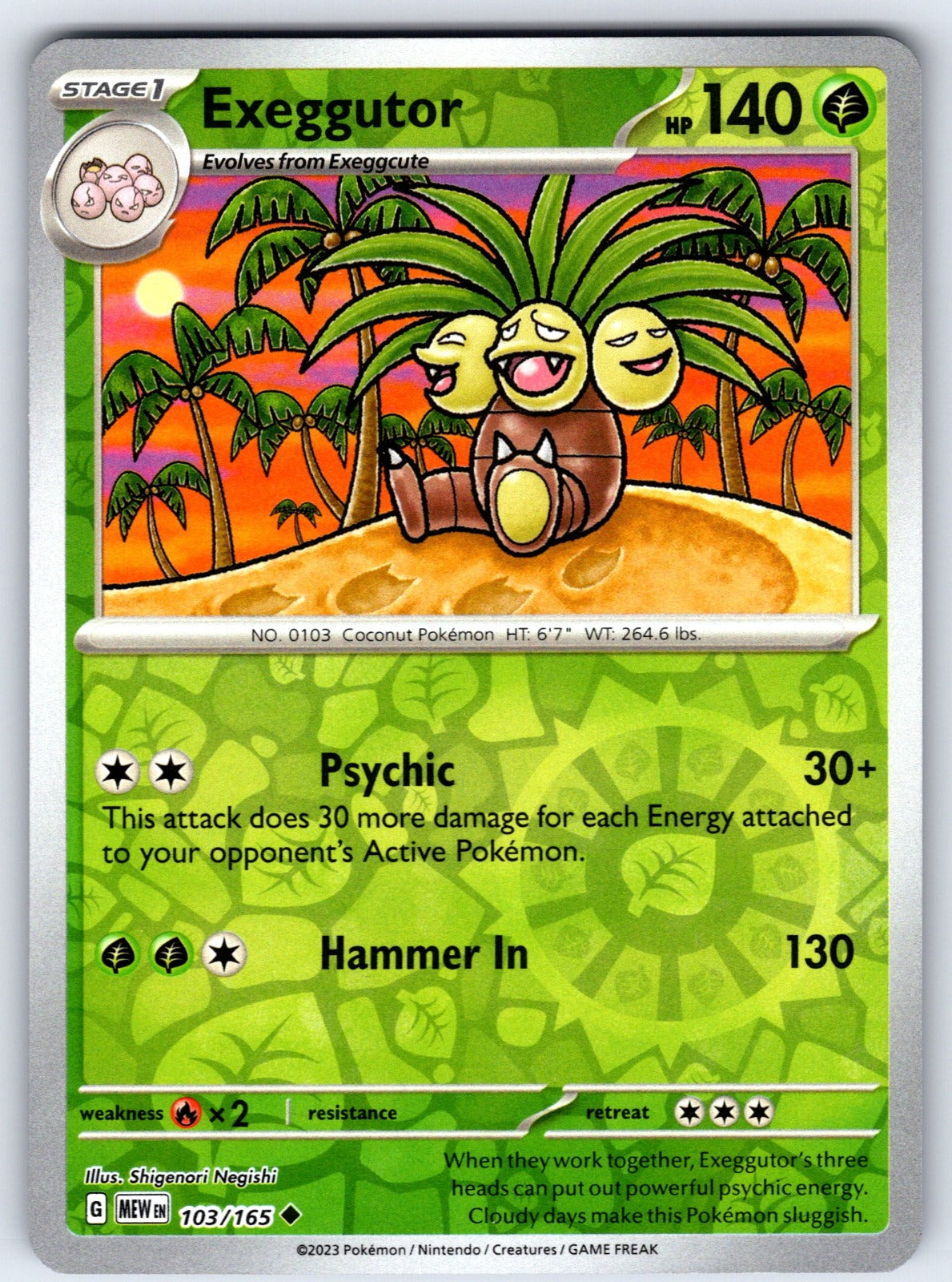 Exeggutor Reverse Holo Uncommon SV: Scarlet & Violet 151 103/165 NM 2023