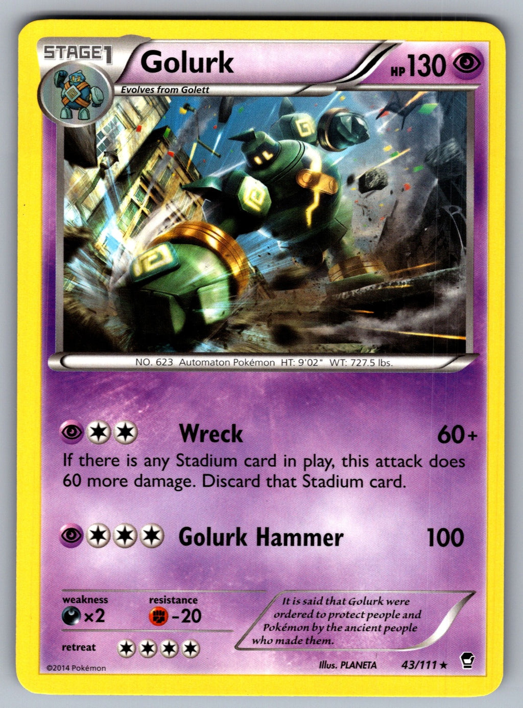 Golurk Rare XY - Furious Fists 43/111 LP 2014