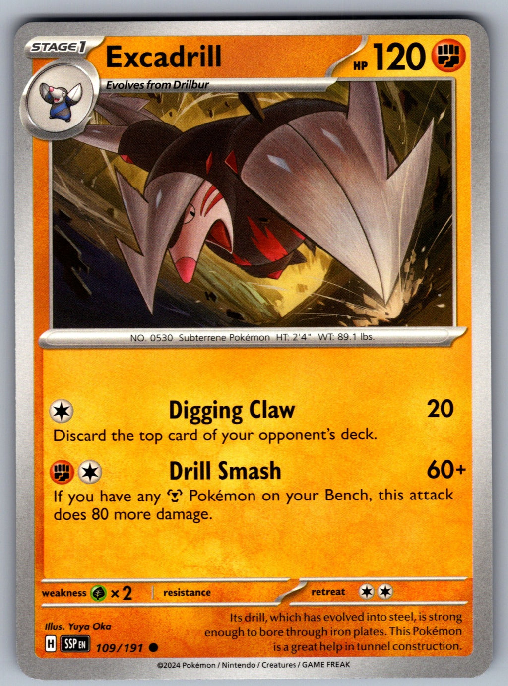 Excadrill Common SV08: Surging Sparks 109/191 NM 2024