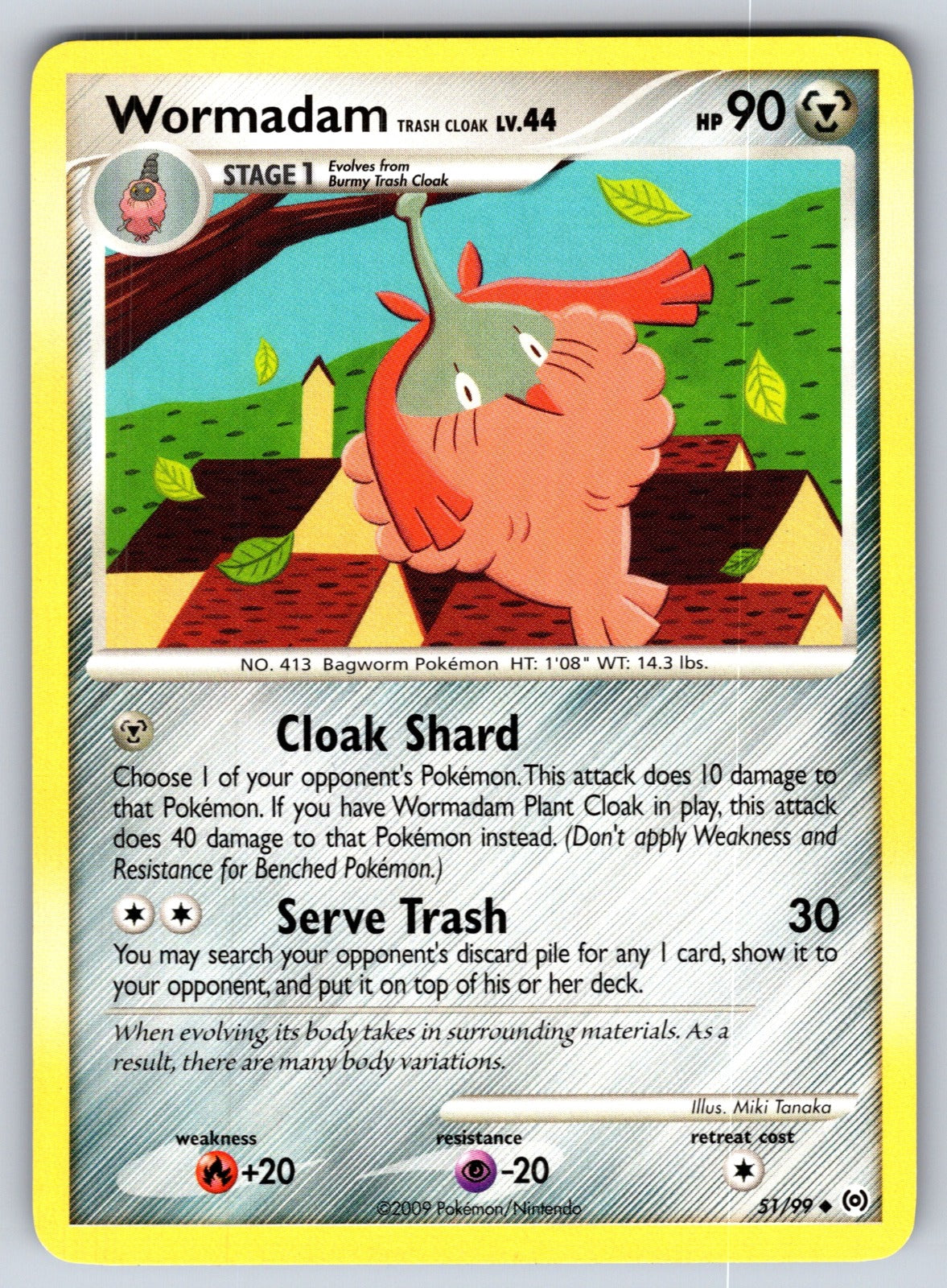 Wormadam Trash Cloak Uncommon Arceus 51/99 LP 2009